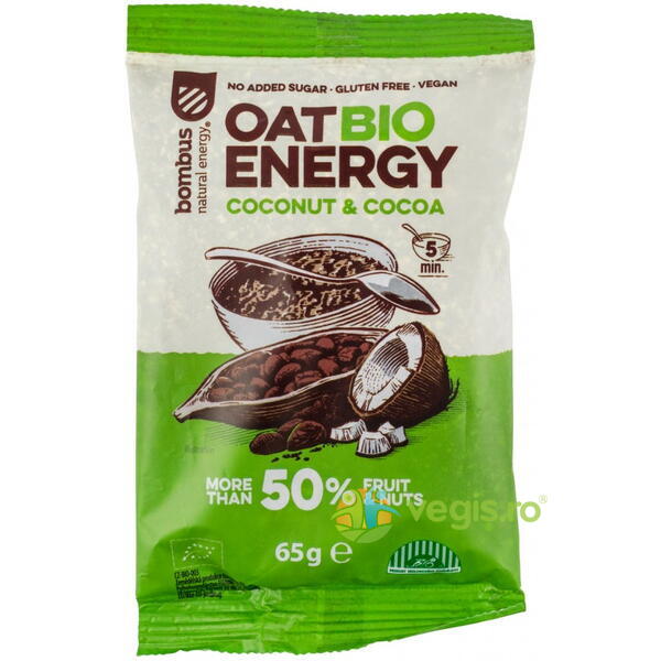 Terci de Ovaz cu Nuca de Cocos si Cacao fara Gluten Oat Bio Energy Ecologic/Bio 65g, BOMBUS, Fulgi, Musli, 1, Vegis.ro