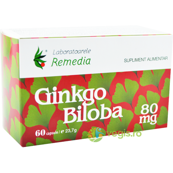 Ginkgo Biloba 80mg 60cps, REMEDIA, Capsule, Comprimate, 1, Vegis.ro