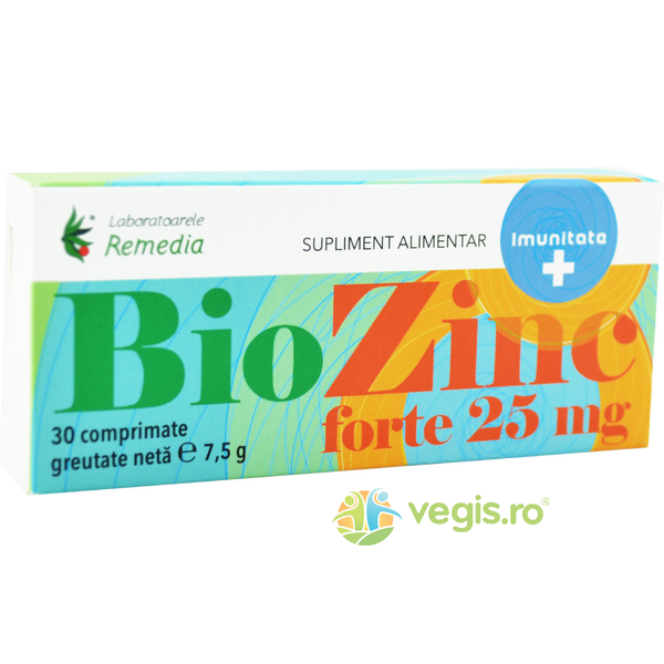 BioZinc Forte 25mg 30cpr, REMEDIA, Capsule, Comprimate, 1, Vegis.ro