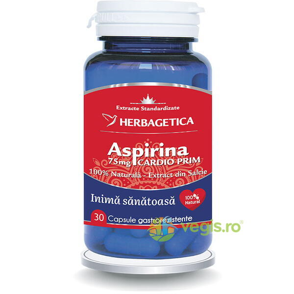 Aspirina Naturala Cardio Prim 30cps, HERBAGETICA, Remedii Capsule, Comprimate, 1, Vegis.ro