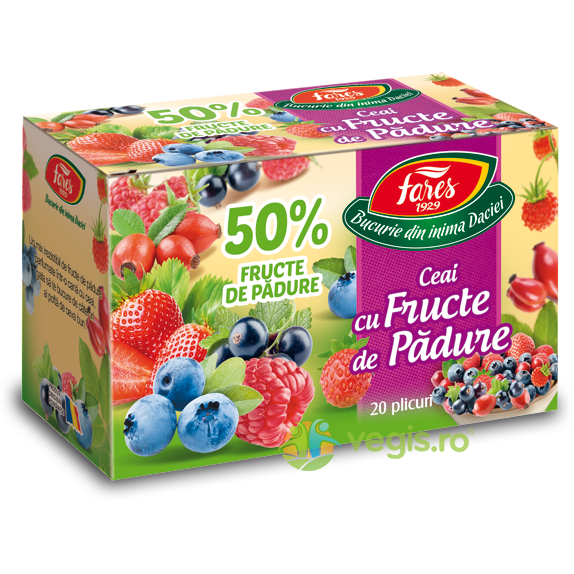 Ceai cu Fructe de Padure 50% 20dz, FARES, Ceaiuri doze, 1, Vegis.ro