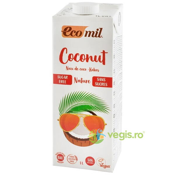 Lapte Vegetal (Bautura) de Cocos fara Zahar Ecologic/Bio 1L, ECOMIL, Sucuri, Siropuri, Bauturi, 1, Vegis.ro