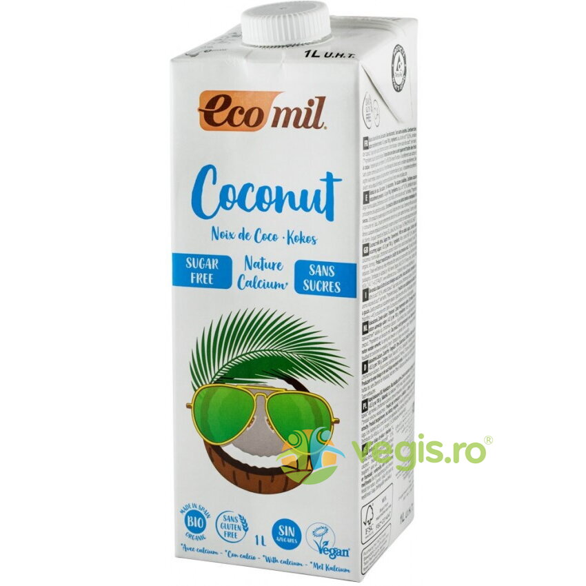 Bautura Vegetala de Cocos cu Calciu Natur fara Gluten Ecologic/Bio 1L ECOMIL