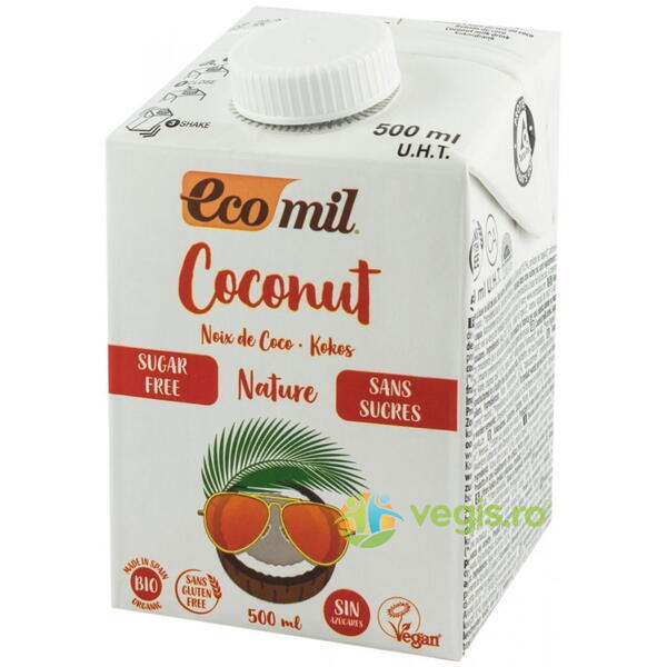 Bautura Vegetala (Lapte) de Cocos Natur fara Zahar Ecologic/Bio 500ml, ECOMIL, Sucuri, Siropuri, Bauturi, 1, Vegis.ro