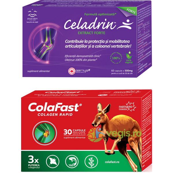 Celadrin Extract Forte 60cps + Colafast Colagen Rapid 30cps Cadou, VEGIS, Capsule, Comprimate, 1, Vegis.ro