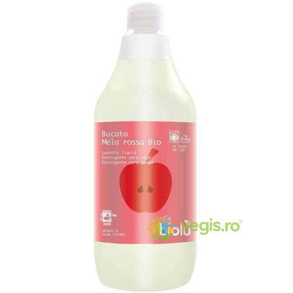 Detergent Lichid pentru Rufe Albe si Colorate cu Mere Rosii Ecologic/Bio 1L, BIOLU, Balsam Rufe, 1, Vegis.ro