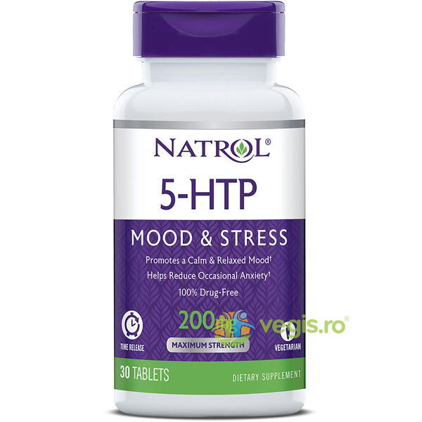5-HTP 200mg Natrol Mood&Stress 30tb, GNC, Capsule, Comprimate, 2, Vegis.ro