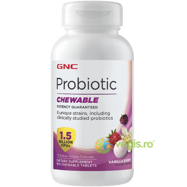 Probiotic 1.5 Billion CFUs 100tb masticabile, GNC, Probiotice si Prebiotice, 1, Vegis.ro