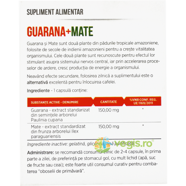 Pachet Guarana + Mate 30cps+30cps, QUANTUM PHARM, Capsule, Comprimate, 2, Vegis.ro