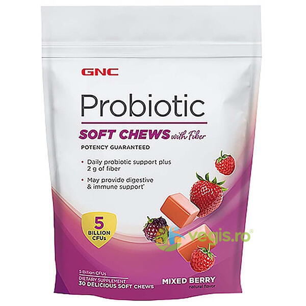 Caramele Probiotice cu Fibre si Aroma de Fructe 30buc, GNC, Probiotice si Prebiotice, 1, Vegis.ro
