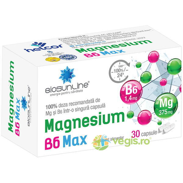 Magnesium B6 Max 30cps, BIOSUNLINE, Capsule, Comprimate, 1, Vegis.ro