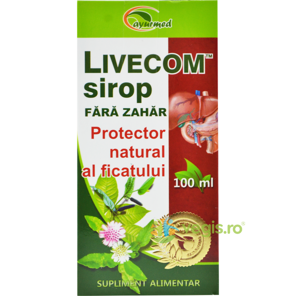 Livecom Protector Hepatic Sirop fara Zahar 100ml, AYURMED, Siropuri, Sucuri naturale, 5, Vegis.ro