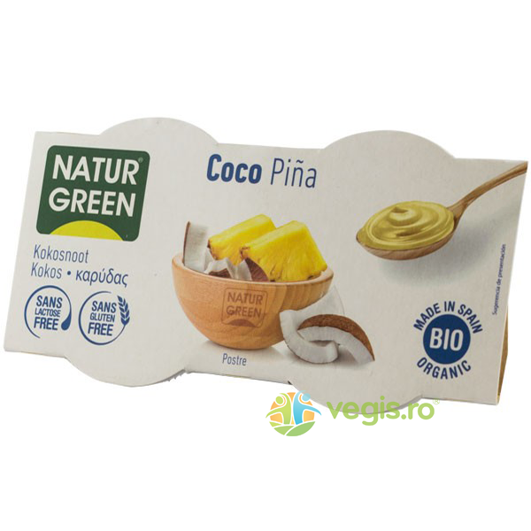 Desert cu Ananas si Cocos fara Gluten Ecologic/Bio 2x125g, NATUR GREEN, Alimente BIO/ECO, 1, Vegis.ro