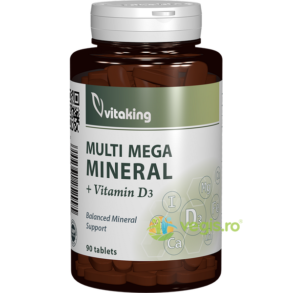 Multi Mega Mineral + Vitamina D3 90cpr, VITAKING, Vitamine, Minerale & Multivitamine, 1, Vegis.ro