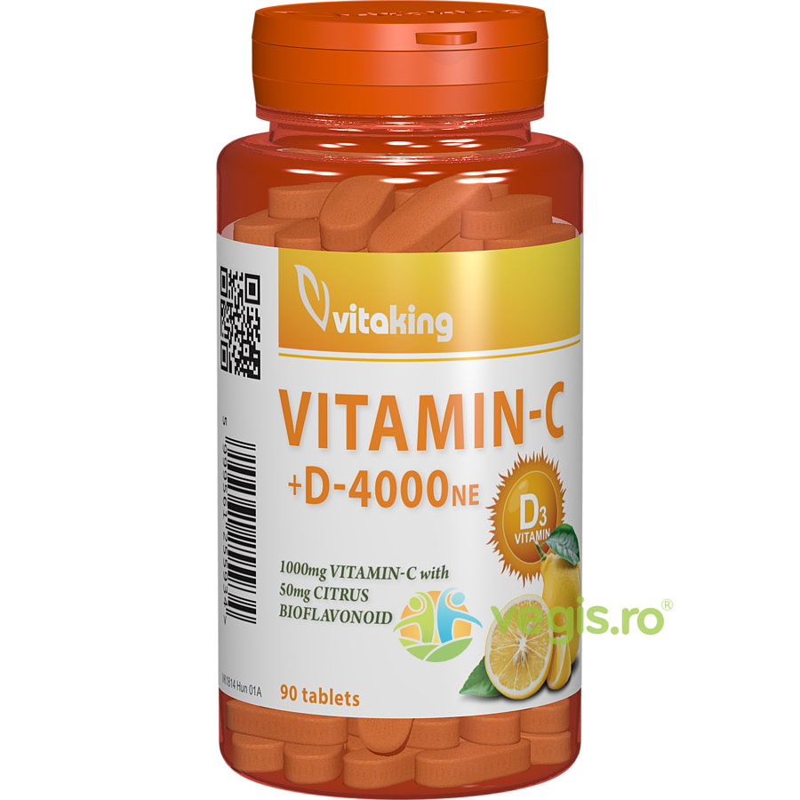 Vitamina C 1000mg + Vitamina D 4000mg cu Bioflavonoide 90cpr vegis.ro