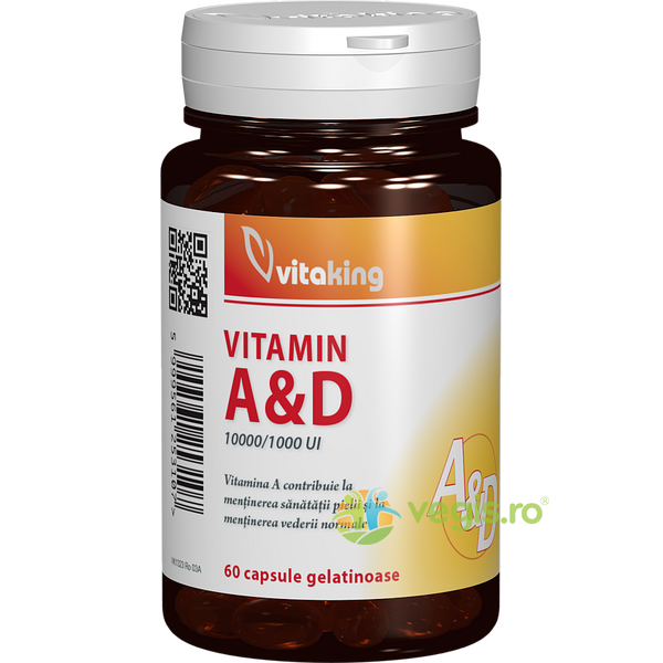 Vitamina A 10000UI + Vitamina D 1000UI 60cps, VITAKING, Capsule, Comprimate, 1, Vegis.ro