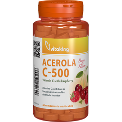 Vitamina C 500mg cu Acerola si Gust de Zmeura 40cpr VITAKING