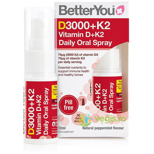 Vitamina D3000+K2 Spray Oral 12ml, BETTERYOU, Suplimente Lichide, 1, Vegis.ro