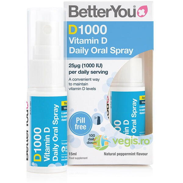 Vitamina D1000 Spray Oral 15ml, BETTERYOU, Suplimente Lichide, 1, Vegis.ro