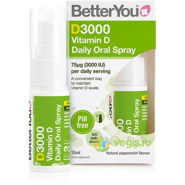 Vitamina D3000 Spray Oral 15 ml, BETTERYOU, Suplimente Lichide, 1, Vegis.ro