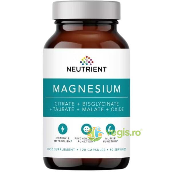 Magnesium Taurate + Bisglycinate + Citrate + Malate 120cps, NEUTRIENT, Capsule, Comprimate, 1, Vegis.ro