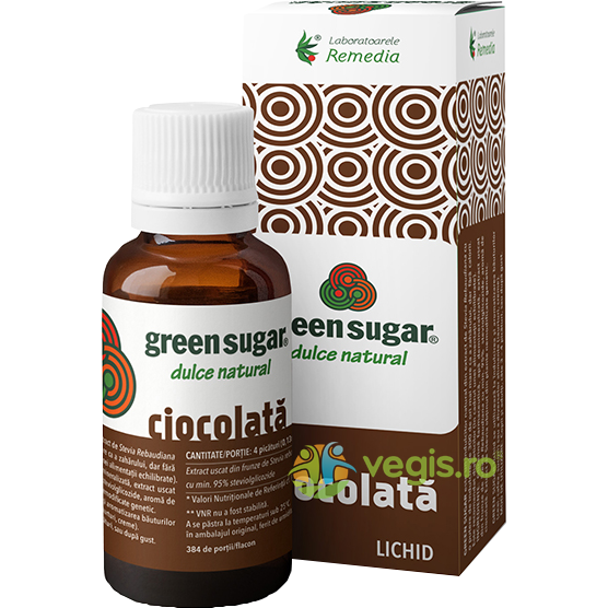 Green Sugar Lichid cu Aroma de Ciocolata 50ml, REMEDIA, Indulcitori naturali, 1, Vegis.ro