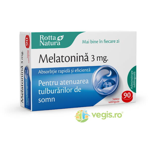 Melatonina 3mg 90cpr sublinguale, ROTTA NATURA, Capsule, Comprimate, 1, Vegis.ro