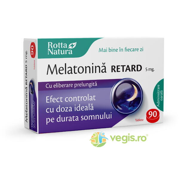 Melatonina Retard 5mg 90cpr, ROTTA NATURA, Capsule, Comprimate, 1, Vegis.ro