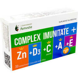 Complex Imunitate Plus (Zn + D3 + Vitamina C Alcalina + A + E) 30cpr REMEDIA