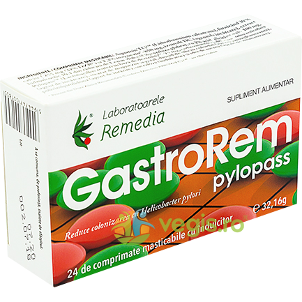 Gastrorem Pylopass 24cpr masticabile, REMEDIA, Capsule, Comprimate, 1, Vegis.ro