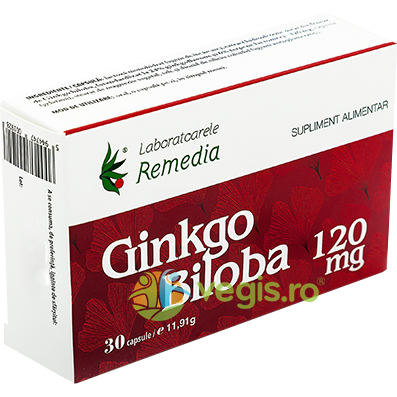 Ginkgo Biloba 120mg 30cps, REMEDIA, Remedii Capsule, Comprimate, 1, Vegis.ro