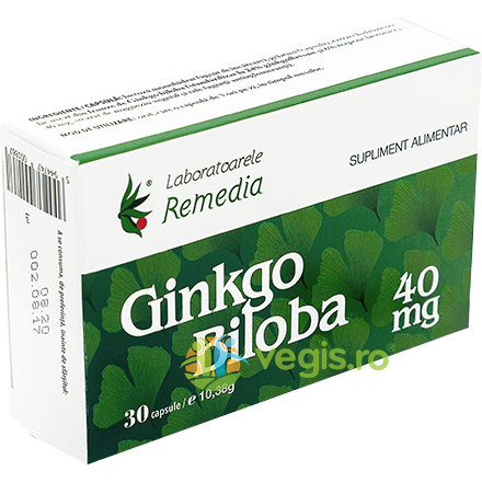 Ginkgo Biloba 40mg 30cps, REMEDIA, Remedii Capsule, Comprimate, 1, Vegis.ro