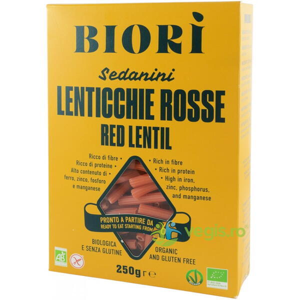 Sedanini din Linte Rosie fara Gluten Biori Ecologice/Bio 250g, MOLINO ANDRIANI, Paste, 1, Vegis.ro