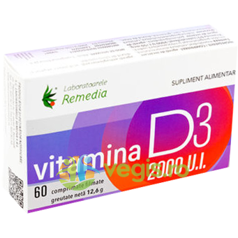 Vitamina D3 2000U.I 60cpr, REMEDIA, Capsule, Comprimate, 1, Vegis.ro