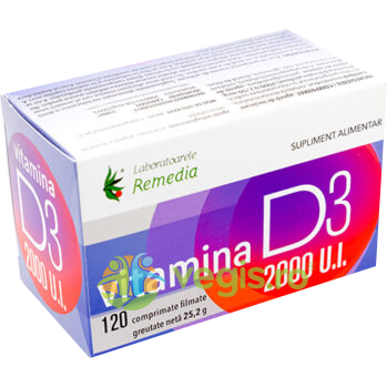 Vitamina D3 2000U.I 120cpr, REMEDIA, Capsule, Comprimate, 1, Vegis.ro