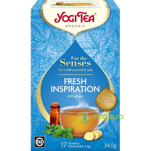 Ceai cu Ulei Esential Pure Freshness - For the Senses Ecologic/Bio 17dz, YOGI TEA, Ceaiuri doze, 1, Vegis.ro