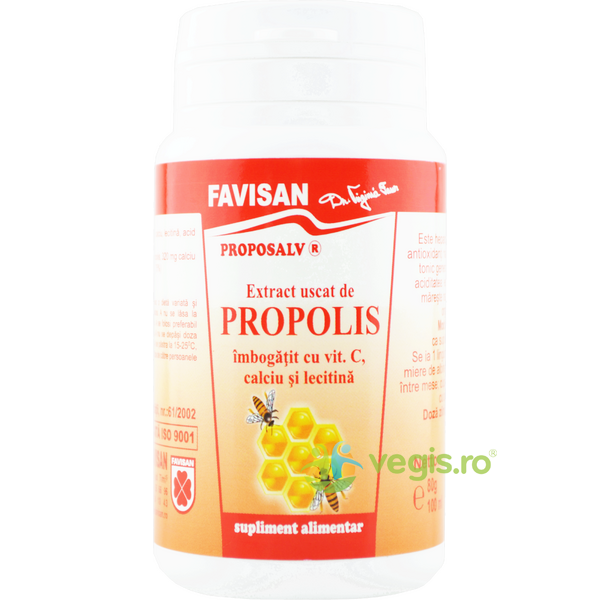 Extract Uscat de Propolis Imbogatit cu Vitamina C Proposalv 80g, FAVISAN, Pulberi & Pudre, 1, Vegis.ro