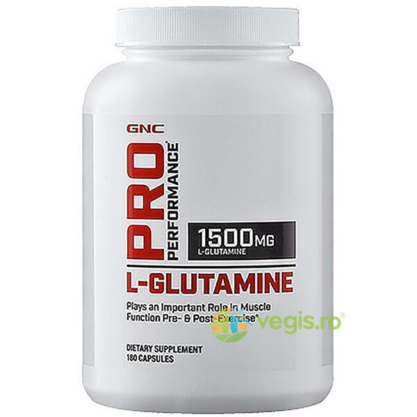 L-Glutamine (L-Glutamina) 1500mg Pro Performance 180cps, GNC, Capsule, Comprimate, 1, Vegis.ro