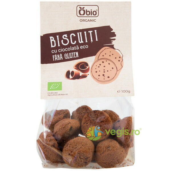 Biscuiti cu Ciocolata fara Gluten Ecologici/Bio 100g, OBIO, Gustari, Saratele, 1, Vegis.ro
