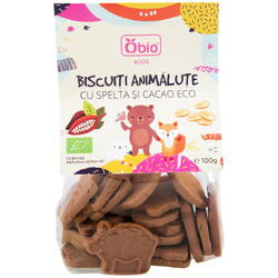 Biscuiti Animalute cu Spelta si Cacao Ecologici/Bio 100g OBIO