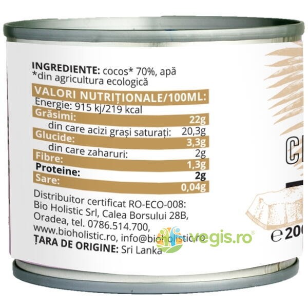 Crema de Cocos fara Gluten Ecologica/Bio 200ml, OBIO, Produse din Nuca de Cocos, 3, Vegis.ro