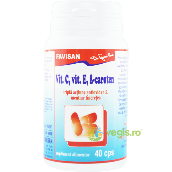 Vitamina C, Vitamina E si B-Caroten 40cps, FAVISAN, Capsule, Comprimate, 1, Vegis.ro