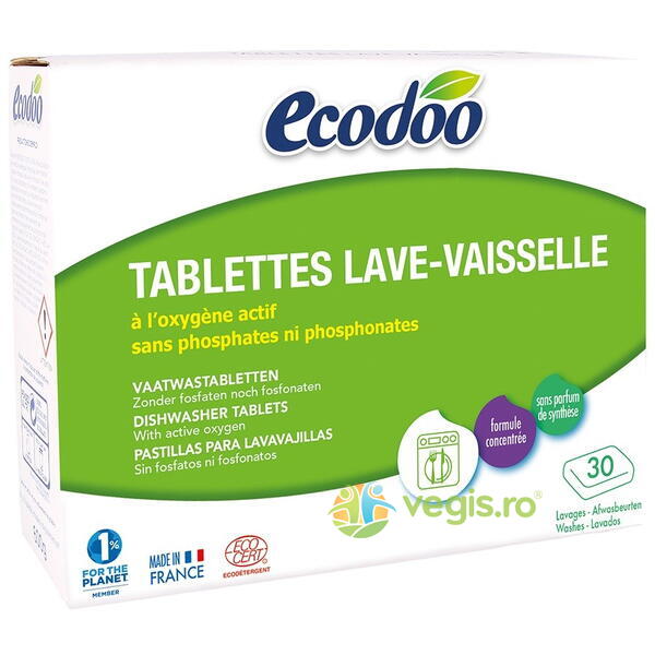 Tablete pentru Masina de Spalat Vase Ecologice/Bio 30x20g, ECODOO, Detergent Vase, 1, Vegis.ro