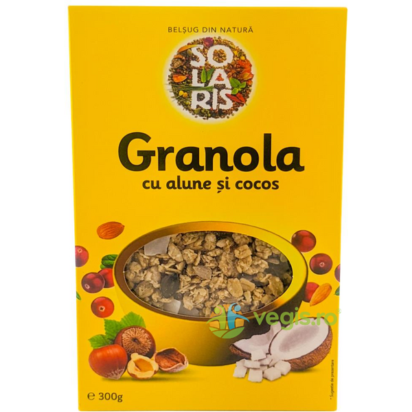 Granola cu Alune si Cocos 300g, SOLARIS, Fulgi, Musli, 1, Vegis.ro