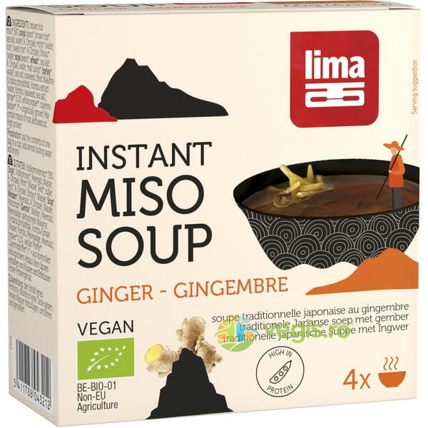 Supa Miso Instant cu Ghimbir Ecologic/Bio 4x15g, LIMA, Alimente BIO/ECO, 1, Vegis.ro