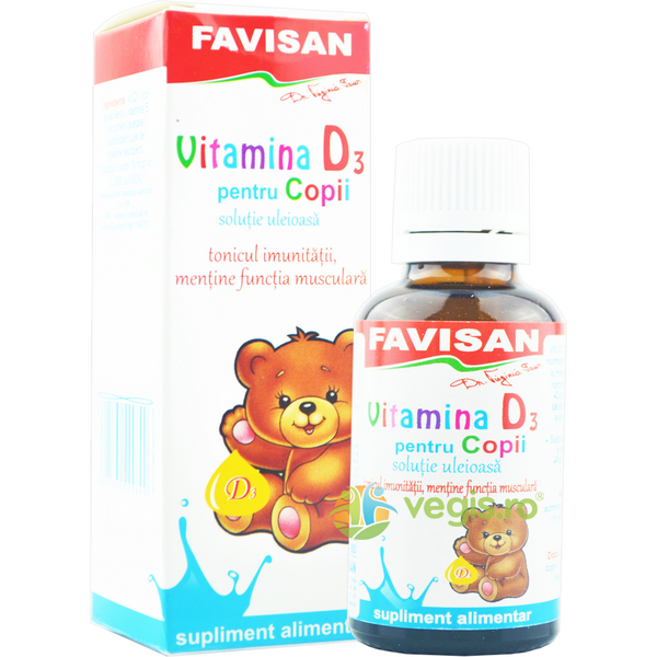 Vitamina D3 pentru Copii Solutie Uleioasa 30ml, FAVISAN, Suplimente Lichide, 1, Vegis.ro