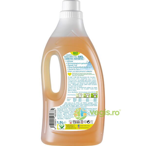 Detergent Gel pentru Rufe Hipoalergenic fara Parfum 1.5L, PLANET PURE, Detergenti de Rufe, 2, Vegis.ro