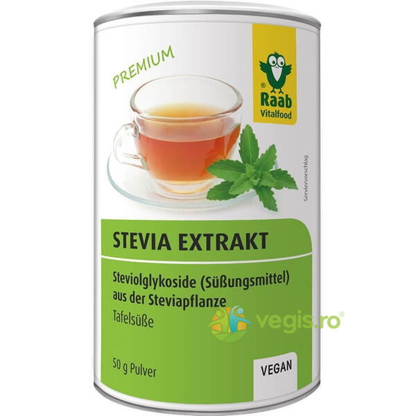 Stevia Pulbere Extract Solubil 50g, RAAB, Indulcitori naturali, 1, Vegis.ro