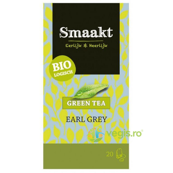 Ceai Verde Earl Grey Ecologic/Bio 20 plicuri, SMAAKT, Ceaiuri doze, 1, Vegis.ro