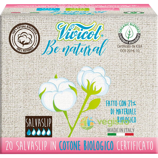 Protej Slip Ultra Subtire din Bumbac Organic si Hipoalergenic Be Natural 20buc, VIVICOT, Ingrijire & Igiena Intima, 1, Vegis.ro